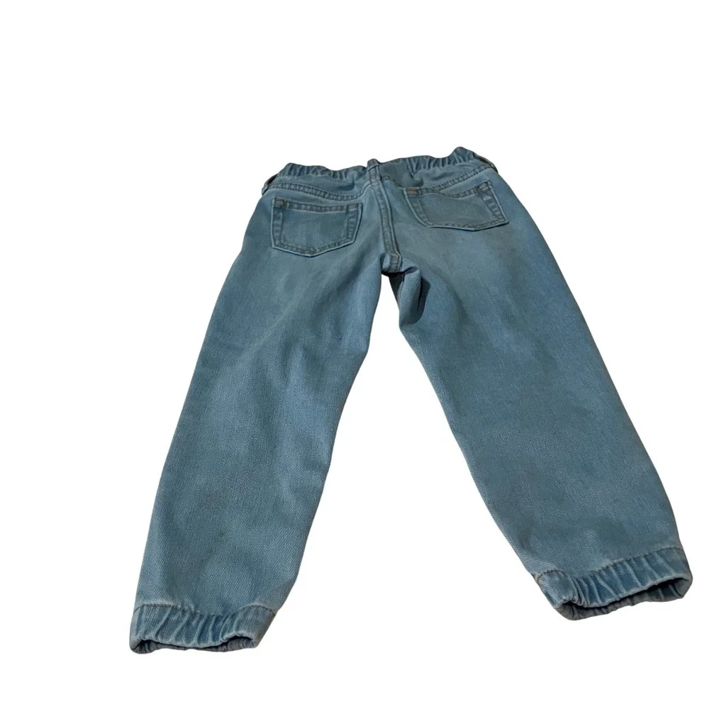 Garanimals Girls 4T Outfit Set Olive Green Smile Top & Baby Gap Denim Joggers